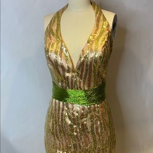 Green and Gold Prom Gown